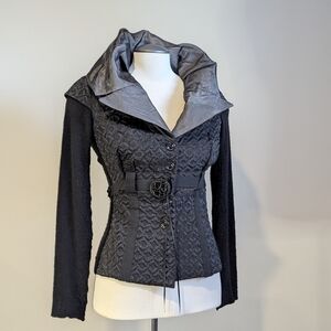 Black Textured Wool Jacket Dramatic Cashmere Witchy Fairy Mori Small